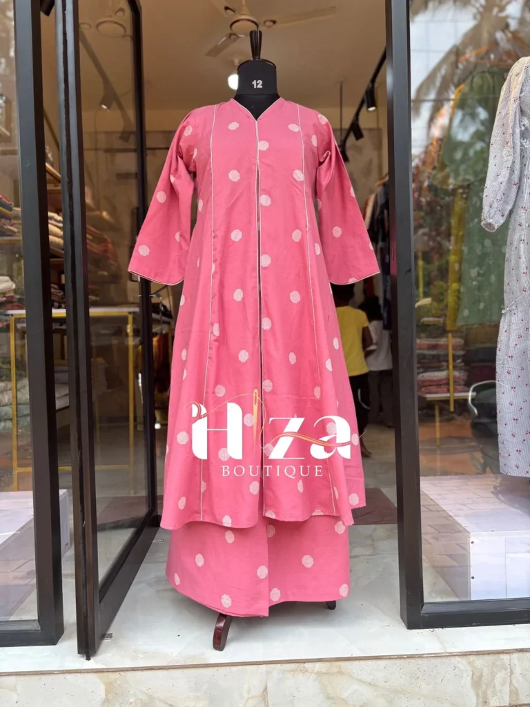 pink color jamdhani feeding codset kurthi and bottom