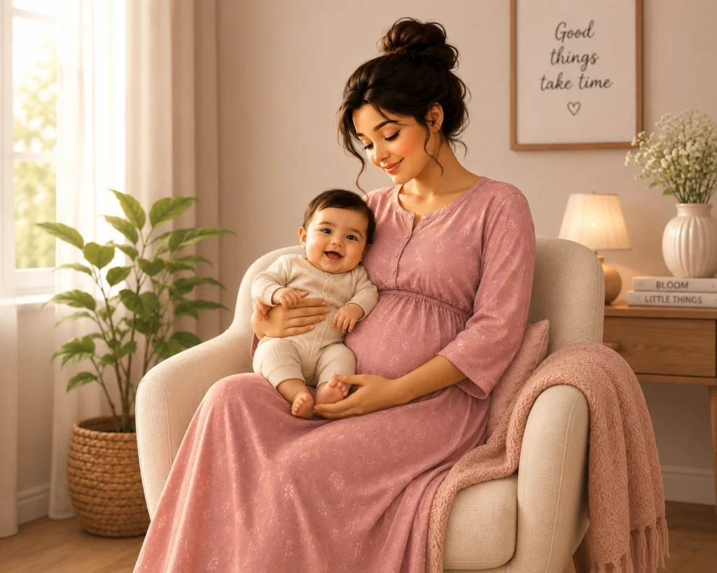 a illustrated picture of a mom and baby -Postpartum Recovery Clothing
