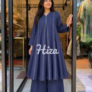 a women wearing a navy blue nursing codset online maternity wear in kerala